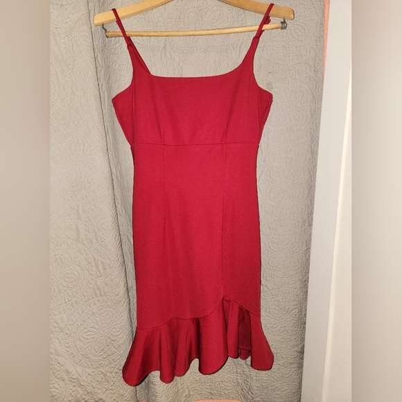 Lulu's Heart Eyes Red Ruffled Bodycon Mini Dress, Size XS - Picture 3 of 11
